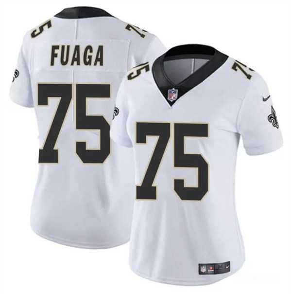 Womens New Orleans Saints #75 Taliese Fuaga White 2024 Draft Vapor Stitched Game Jersey Dzhi